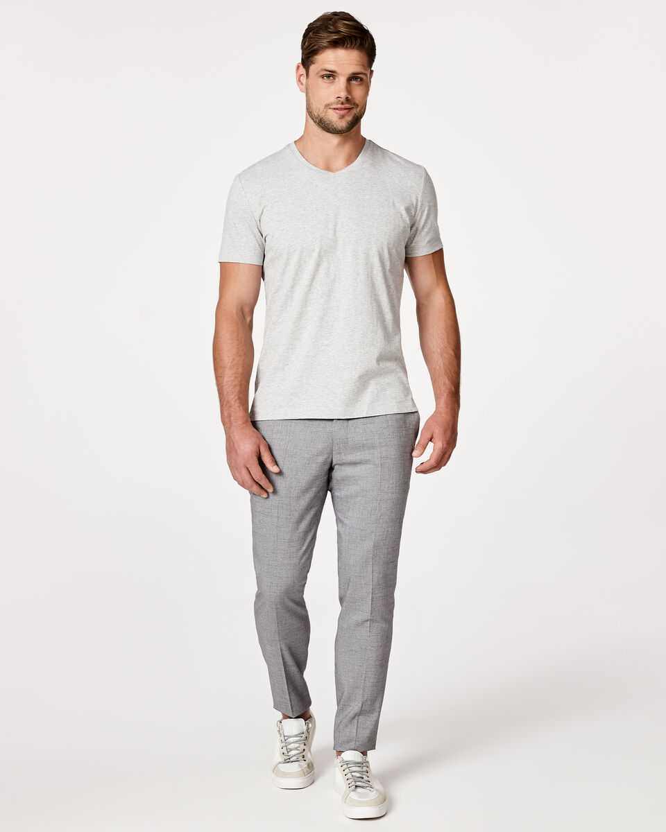 Plain V-Neck Tee, Light Grey Marle, hi-res